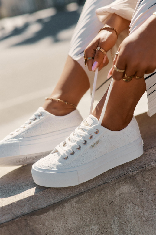 Sapatos de lazer com renda Lee Cooper LCEM-25-31-3438L cor branca