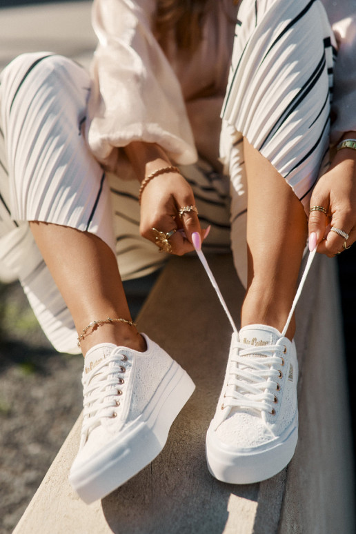 Sapatos de lazer com renda Lee Cooper LCEM-25-31-3438L cor branca