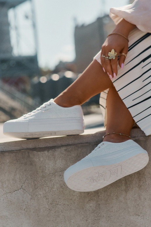 Sapatos de lazer com renda Lee Cooper LCEM-25-31-3438L cor branca