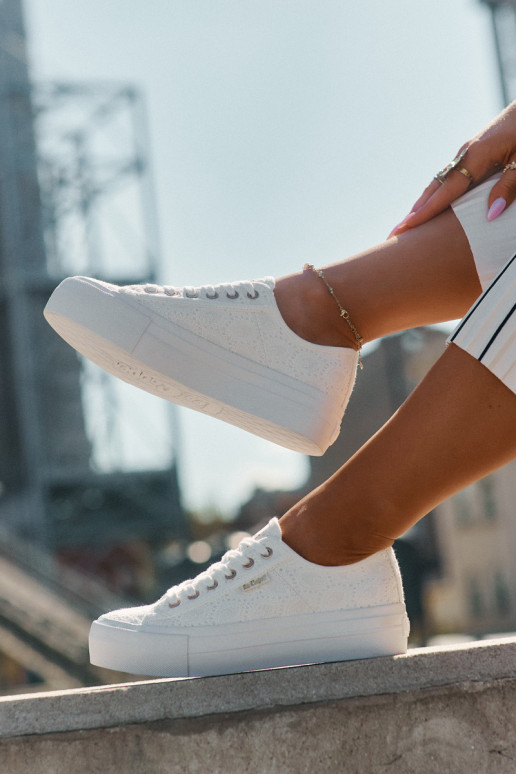 Sapatos de lazer com renda Lee Cooper LCEM-25-31-3438L cor branca