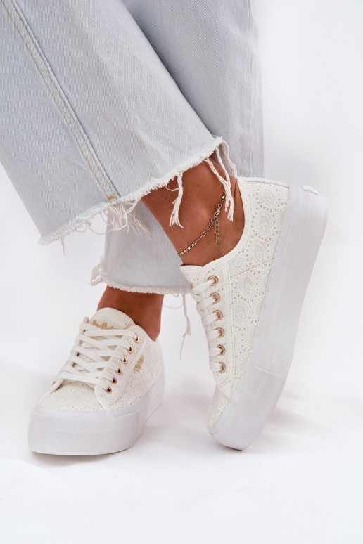 Sapatos de lazer com renda Lee Cooper LCEM-25-31-3438L cor branca