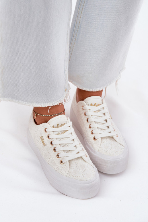 Sapatos de lazer com renda Lee Cooper LCEM-25-31-3438L cor branca