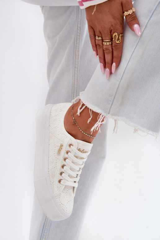 Sapatos de lazer com renda Lee Cooper LCEM-25-31-3438L cor branca