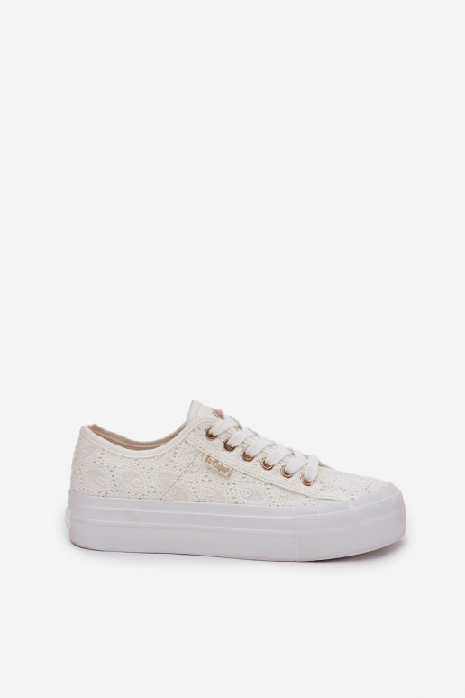 Sapatos de lazer com renda Lee Cooper LCEM-25-31-3438L cor branca