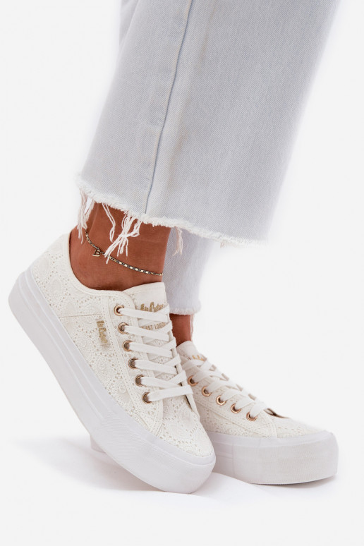 Sapatos de lazer com renda Lee Cooper LCEM-25-31-3438L cor branca