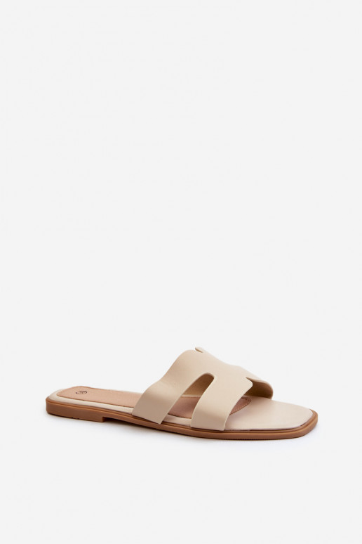 Apartamento feminino Chinelos Com recortes bege Fiviama