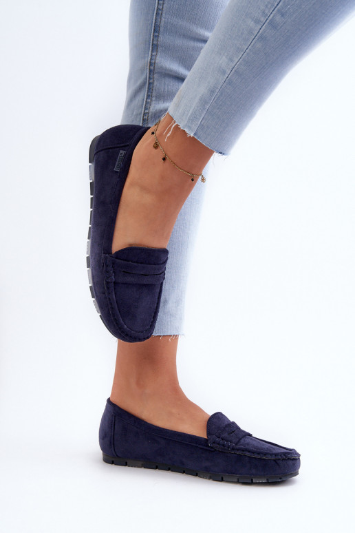 mocassins femininos de camurça ecológicaoParae Big Star NN274931 Memory Foam System azul escuro