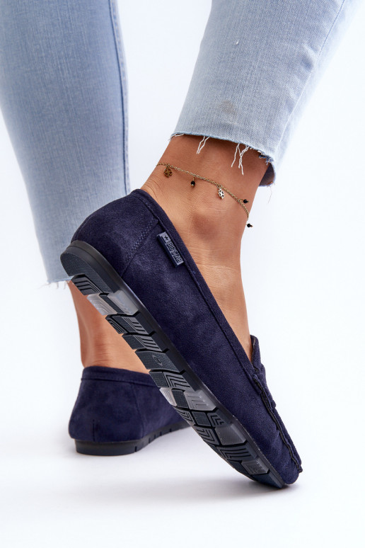 mocassins femininos de camurça ecológicaoParae Big Star NN274931 Memory Foam System azul escuro