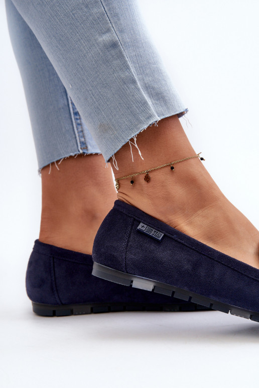 mocassins femininos de camurça ecológicaoParae Big Star NN274931 Memory Foam System azul escuro