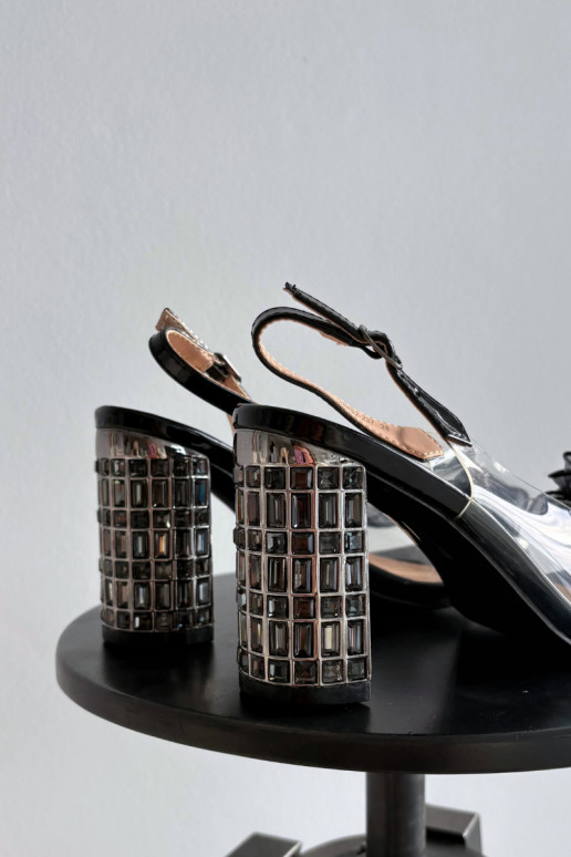 sandálias com salto com olhos brilhantes D&A MR52-237 cor preta