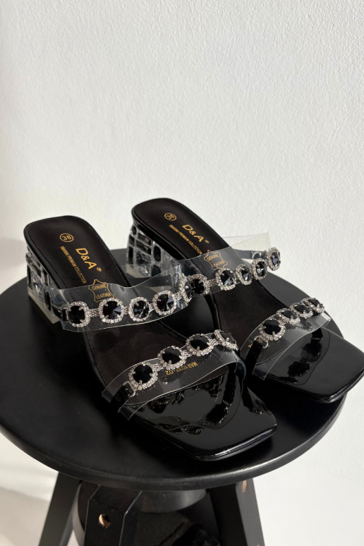 Chinelos femininos com olhos brilhantes D&A MR1037-02 cor preta