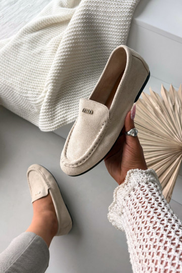 mocassins femininosPequenom cor douradam Detalem bege Sarivelle