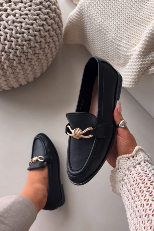 Mocassins Feminino Com decorações Detalem cor preta Rosynne