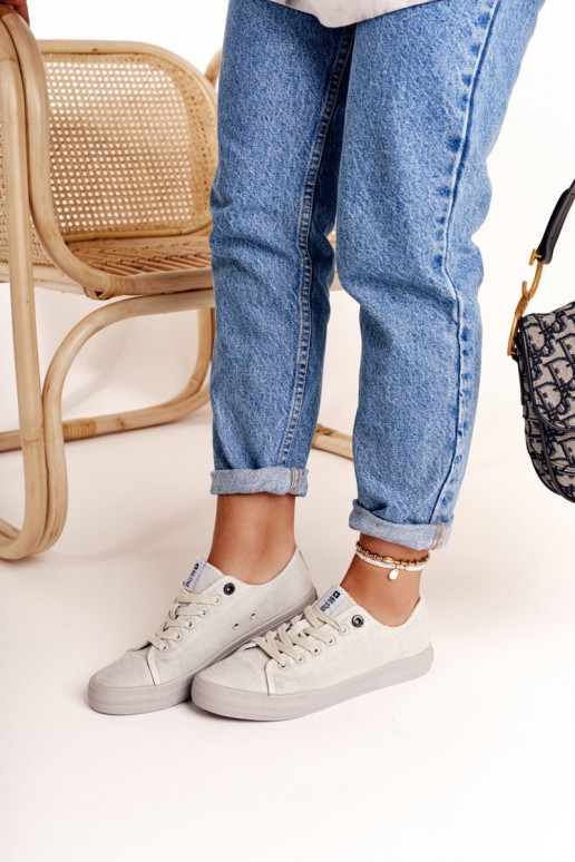 Baixo feminino sapatos casuais Big Star DD274439 cor cinza