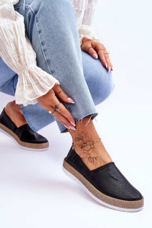 Alpercatas de couro Mocassins Big Star LL276002 cor preta