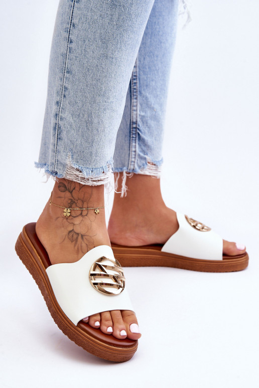 Feminino Chinelos com enfeites cor branca Secrets