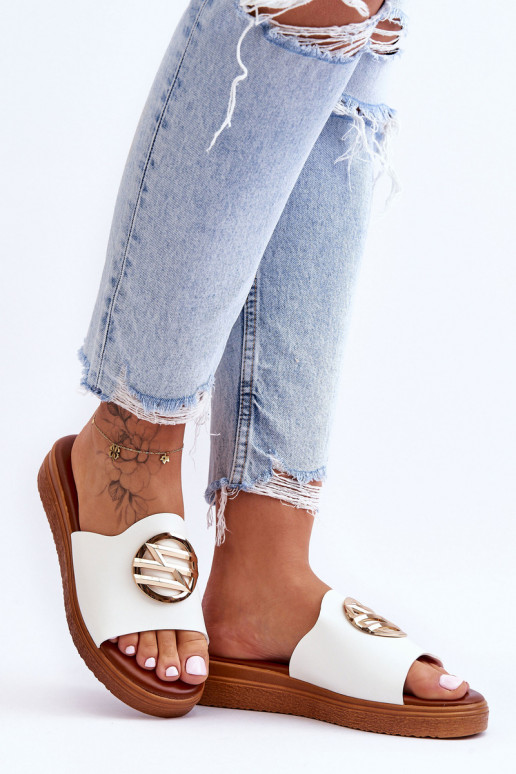 Feminino Chinelos com enfeites cor branca Secrets