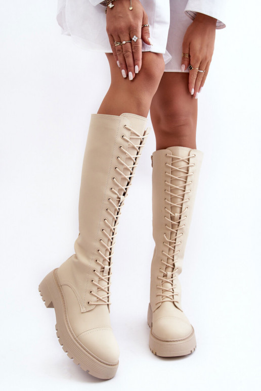 com atacadores aquecimento botas sapatos de flor de cerejeira Contra a estrada bege Bergdis