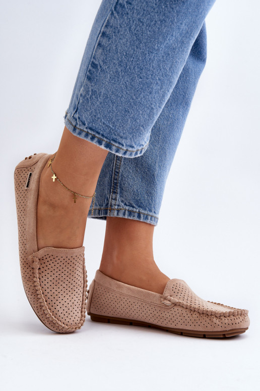 Feminino com elementos abertos Mocassins bege Rasirna
