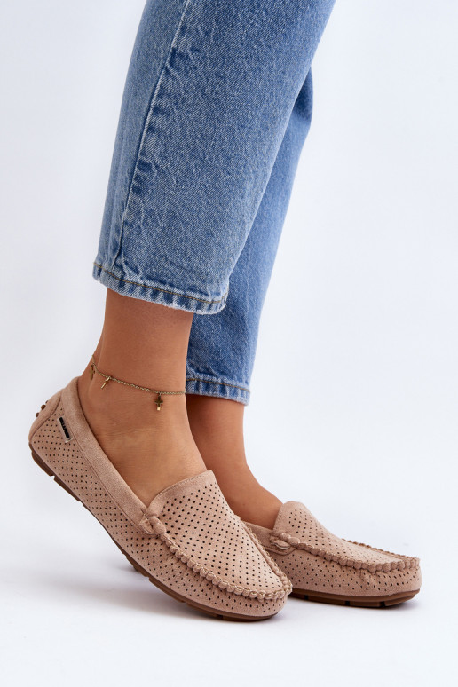 Feminino com elementos abertos Mocassins bege Rasirna