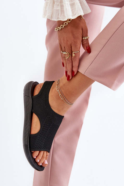 Estilo esportivo Sandálias femininas cor preta Cesys