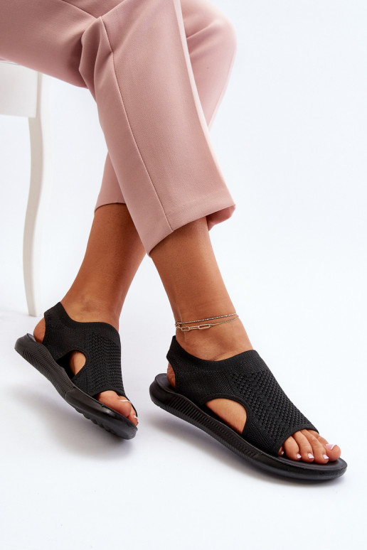 Estilo esportivo Sandálias femininas cor preta Cesys