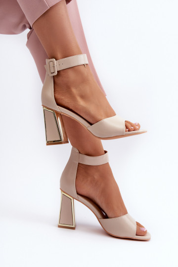 Estilo elegante Sandálias femininas de salto alto bege Rosazara 2
