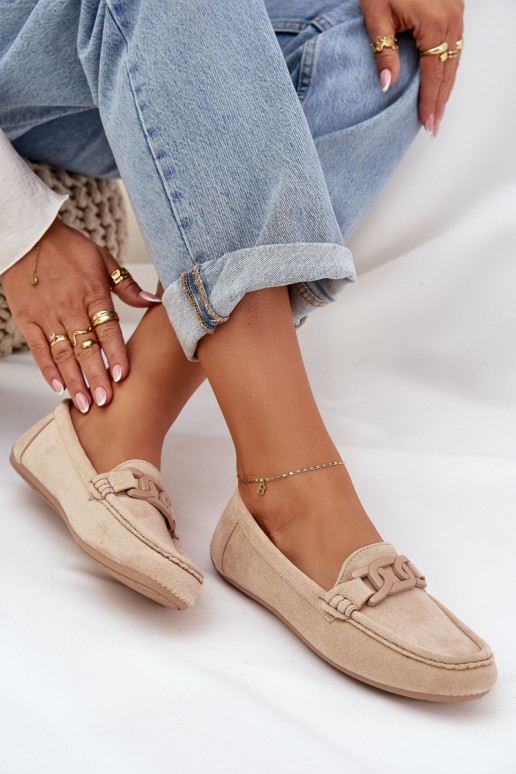 Feminino Eko Mocassins de camurça com enfeites bege Seathra