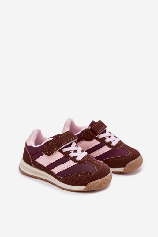 Tênis infantis tênis com fixadores adesivos cor marrom Viona