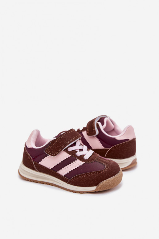 Tênis infantis tênis com fixadores adesivos cor marrom Viona