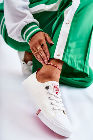 Sapatos femininos Big Star FF274087 Branco-cor vermelha