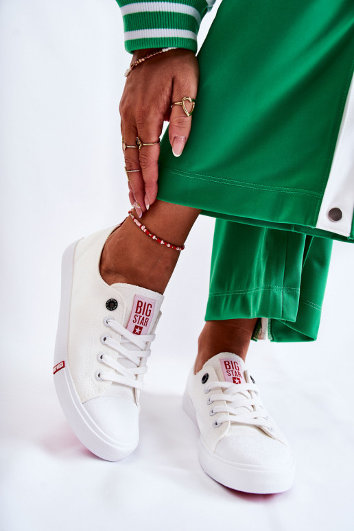 Sapatos femininos Big Star FF274087 Branco-cor vermelha