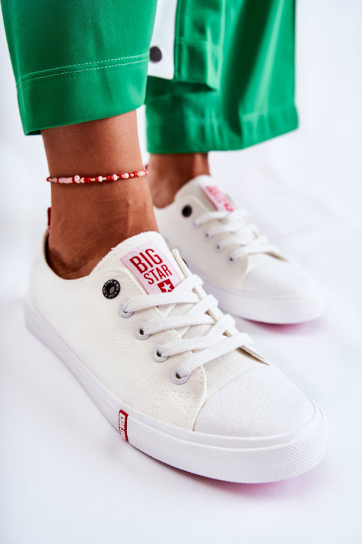 Sapatos femininos Big Star FF274087 Branco-cor vermelha