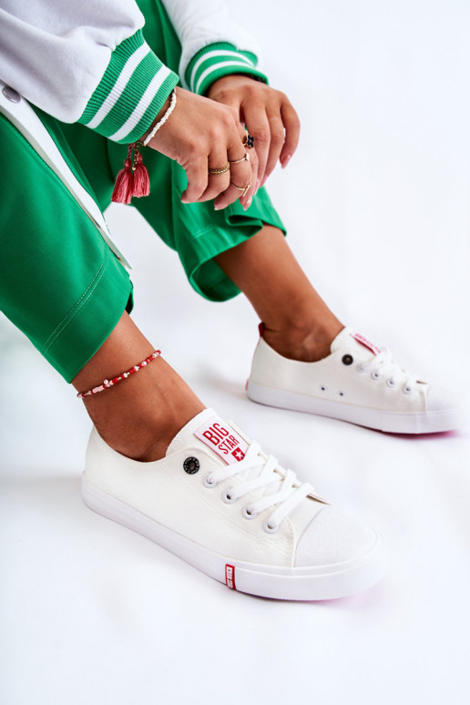 Sapatos femininos Big Star FF274087 Branco-cor vermelha