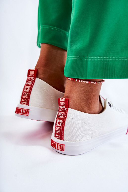 Sapatos femininos Big Star FF274087 Branco-cor vermelha