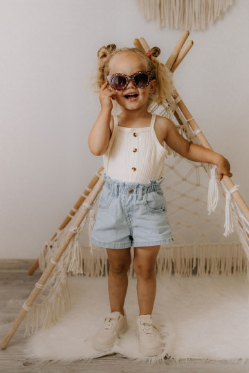 Calçados esportivos infantis com fixadores adesivos bege Elike 2