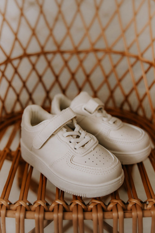 Calçados esportivos infantis com fixadores adesivos bege Elike