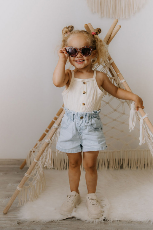 Calçados esportivos infantis com fixadores adesivos bege Elike