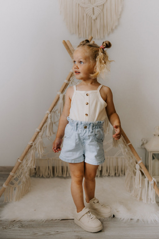 Calçados esportivos infantis com fixadores adesivos bege Elike