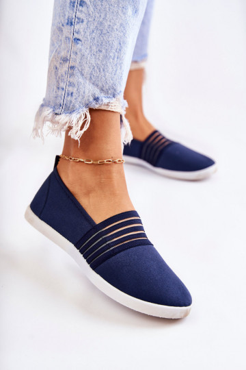 Tênis femininos Slip-On azuis escuros Lilis