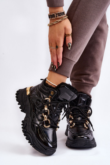 Feminino aquecimento tênis sapato com atacadores cor preta Bastini