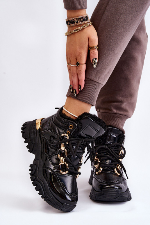 Feminino aquecimento tênis sapato com atacadores cor preta Bastini