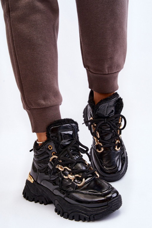 Feminino aquecimento tênis sapato com atacadores cor preta Bastini