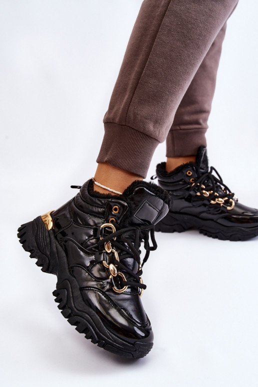 Feminino aquecimento tênis sapato com atacadores cor preta Bastini