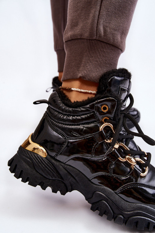 Feminino aquecimento tênis sapato com atacadores cor preta Bastini