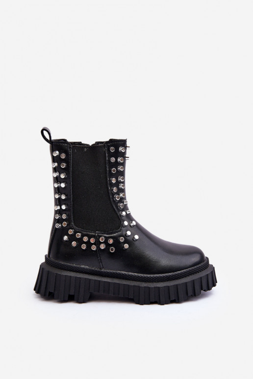 botas elegantes Infantil Decorado Com strass cor preta Adelie