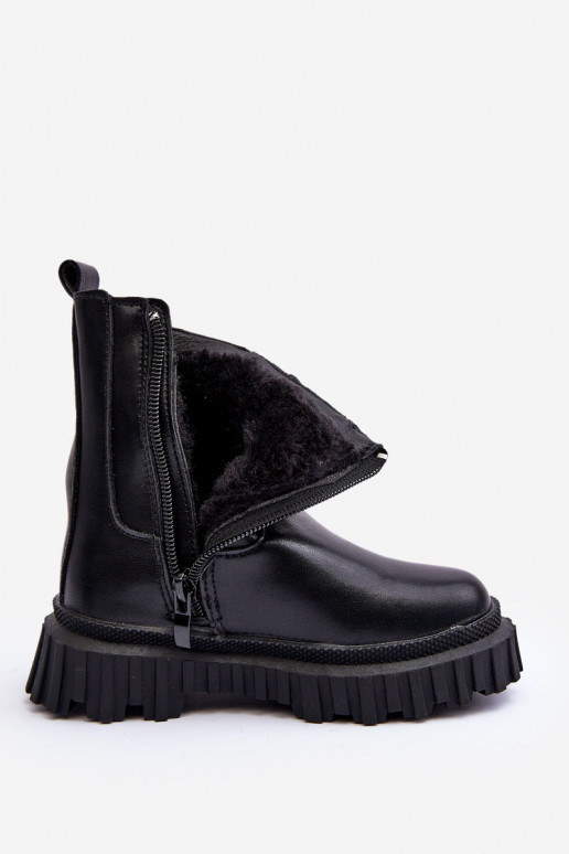 botas elegantes Infantil Decorado Com strass cor preta Adelie