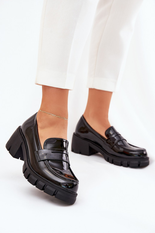 com efeito verniz sapato Feminino Em saltos enormes cor preta Felonith