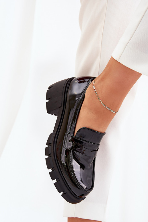 com efeito verniz sapato Feminino Em saltos enormes cor preta Felonith