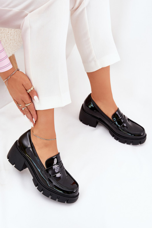 com efeito verniz sapato Feminino Em saltos enormes cor preta Felonith